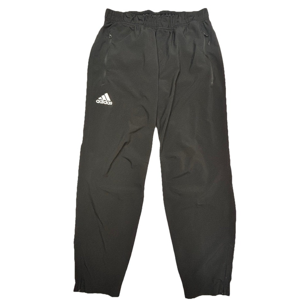 Adidas Track Pants Mens Medium Black Tapered Zip Ankle Athletic Joggers
